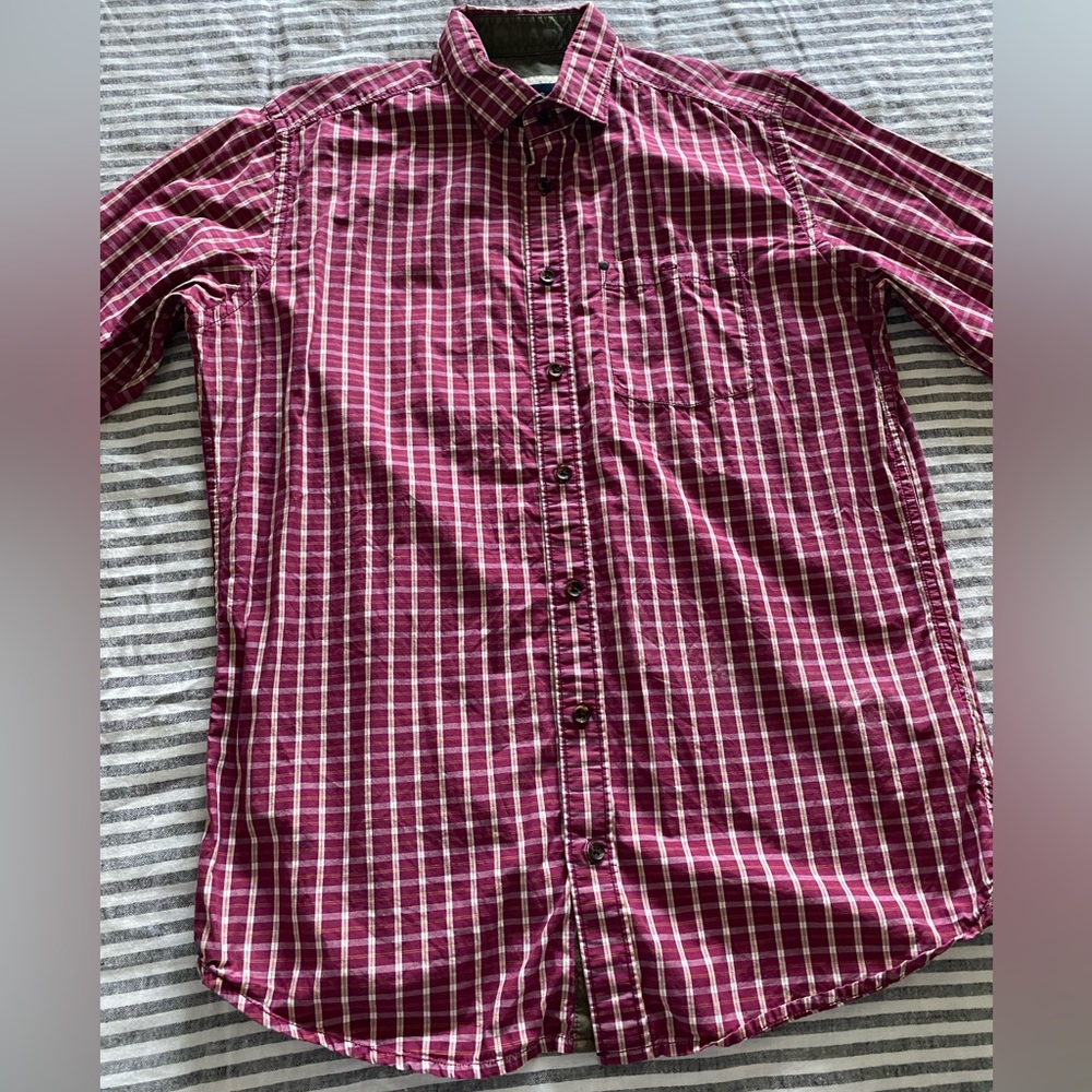 Blackberrys Men’s European Linen Long Sleeve Elbow Patches Shirt - Sz Medium